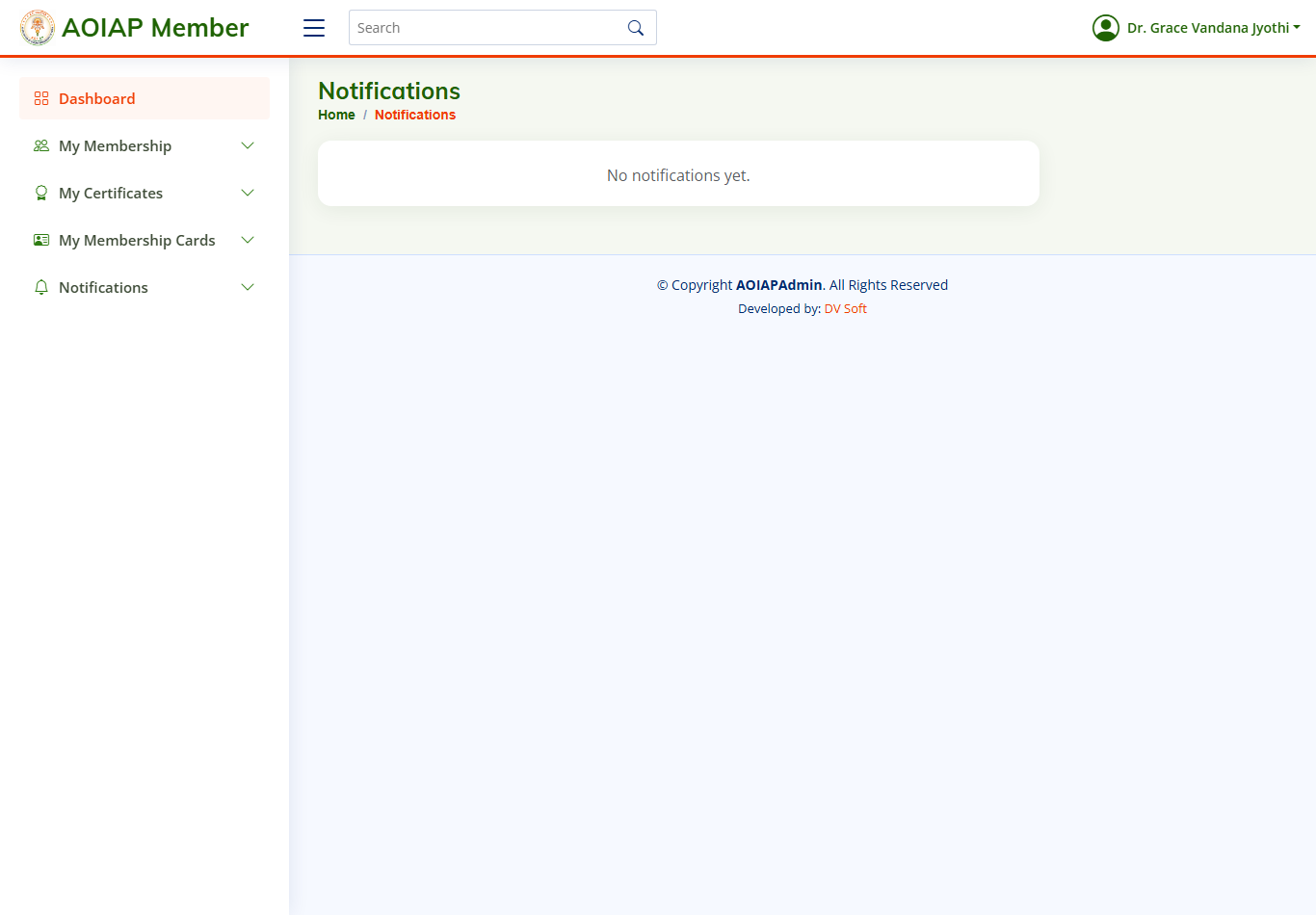 Notifications page