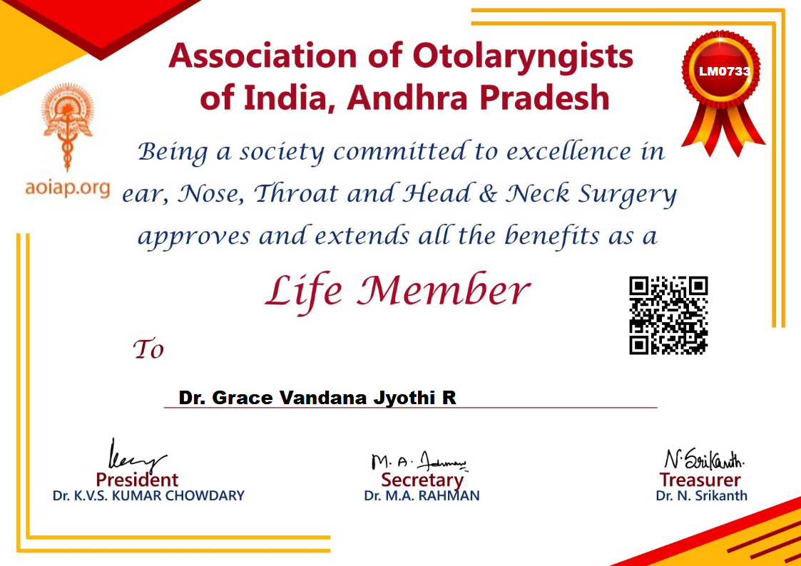 Sample AOIAP Life Member certificate